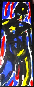 Framed acrylic on paper signed Luciano Castelli and dated 82