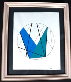 Framed Ink and gouache on paper signed H. Stazewski lower right