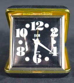 Vintage Elgin Travel Alarm Clock Folding Travel Watch