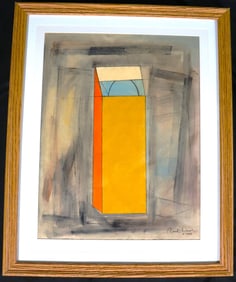 Framed Mixed media on paper signed Ronald Davis and dated 1983
