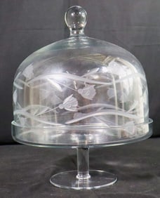Vintage  Glass Cake stand with Dome