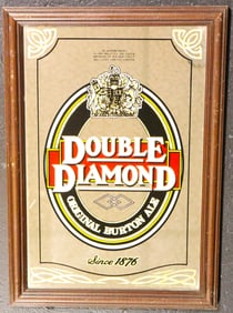 Framed Vintage Double Diamond Original Burton Ale Mirror Pub Sign
