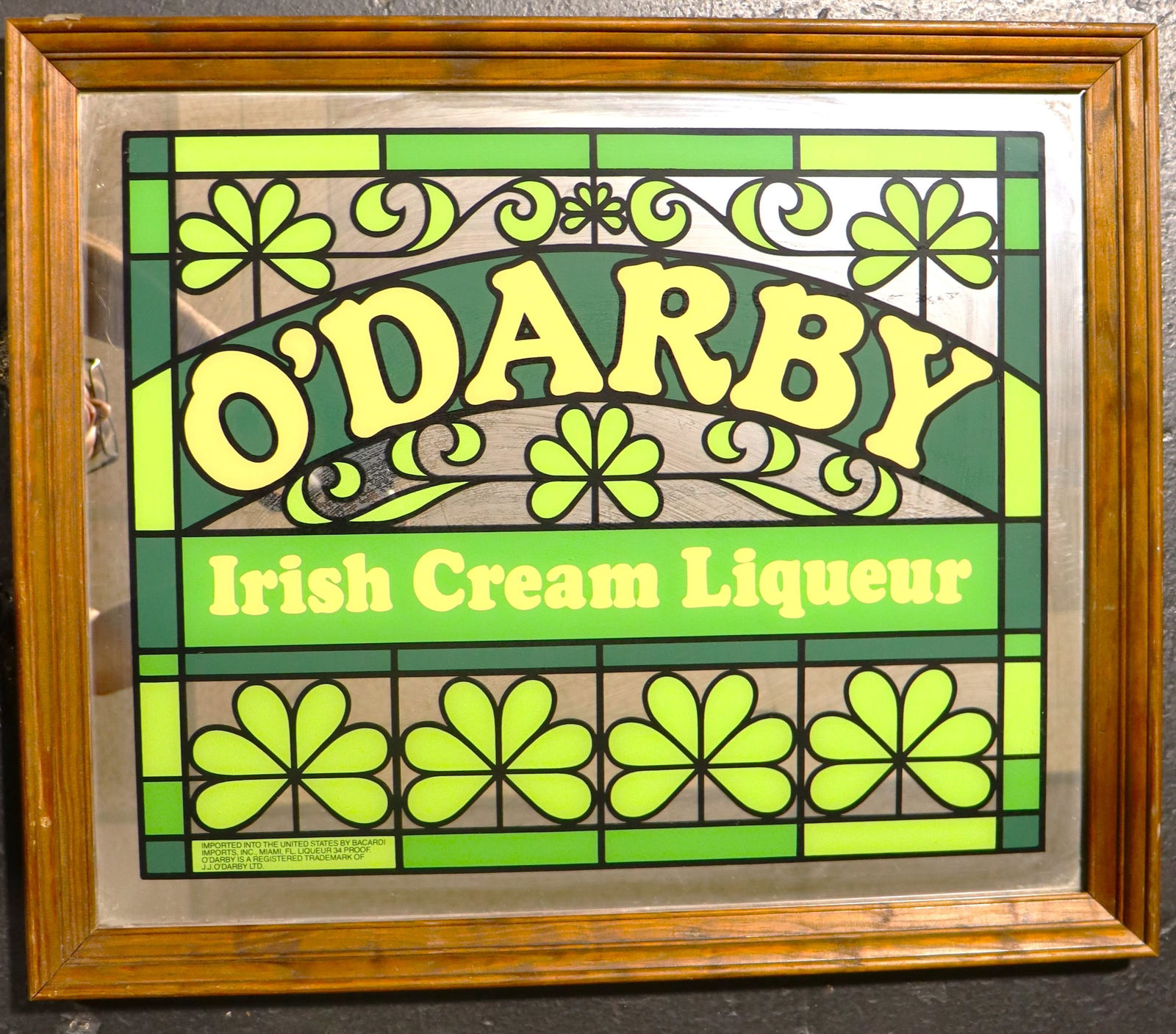 Framed Vintage bar mirror advertising O'Darby Irish Cream Liqueur. (1 of 5)