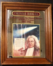 Framed Vintage Chivas Regal Mirror Halley's Comet