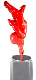Red Resin Sculpture signed Veronique Guerrieri Titled Baby on Finger