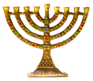 Vintage menorah, a seven-branched candelabrum that is one of the oldest symbols of the Jewish faith