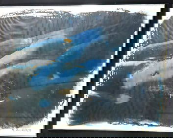 Framed Photoprint overpainted signed Udo Klein and dated 14.5.97