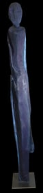 Contemporary Wooden Sculpture Painted Blue /Purple by Christofer Kochs