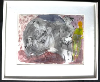 Framed Mixed Media on Paper Signed Johannes BRUS dated 1986