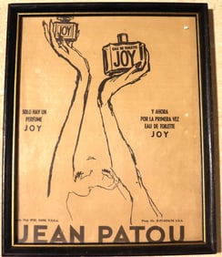 Framed Vintage Advertising for Jean Patou's "Joy" perfume,
