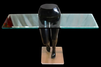 Mannequin Legs Glass Console Table