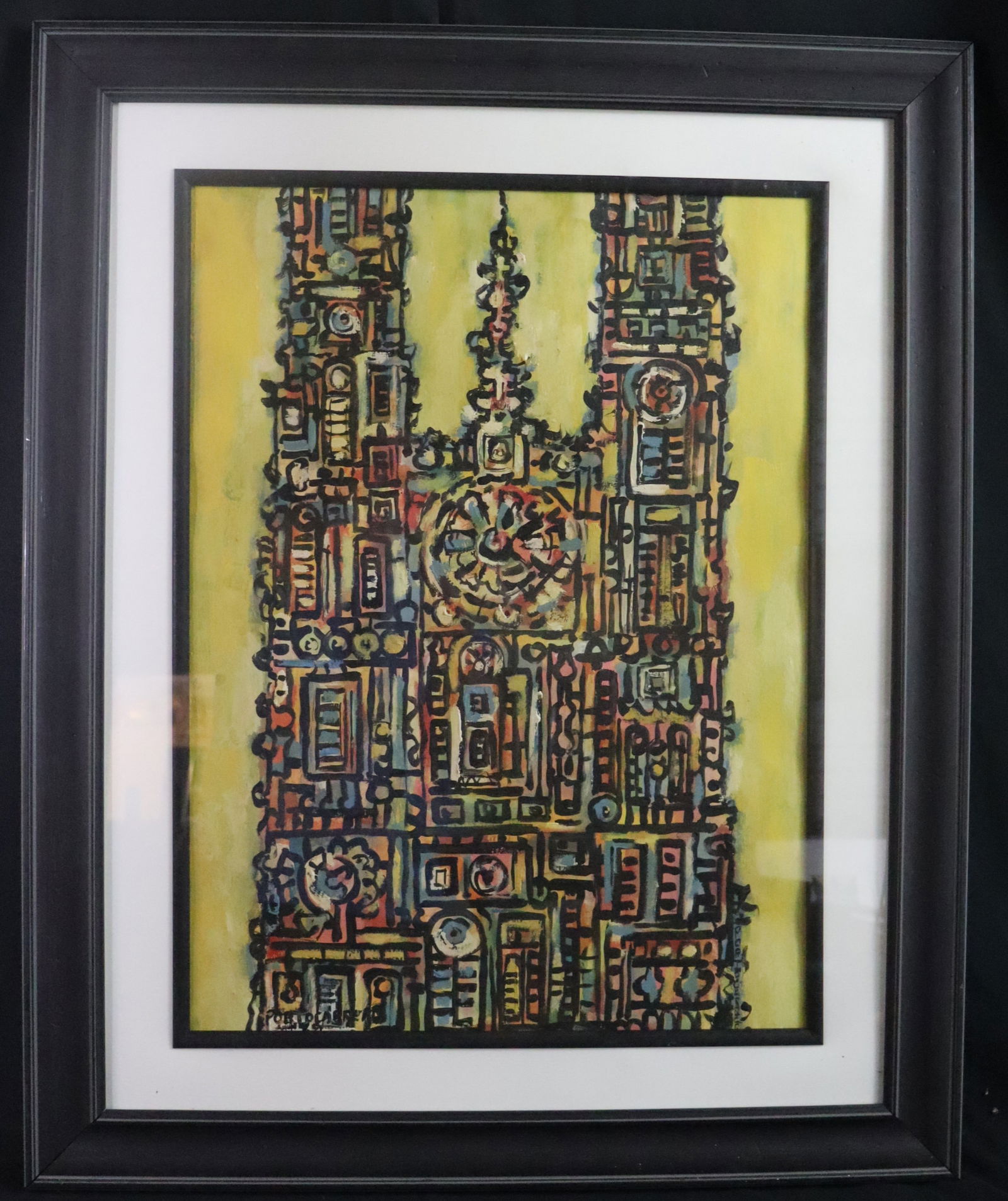 Framed Gouache on Cardboard signed Portocarrero and dated 60 with COA (1 of 7)