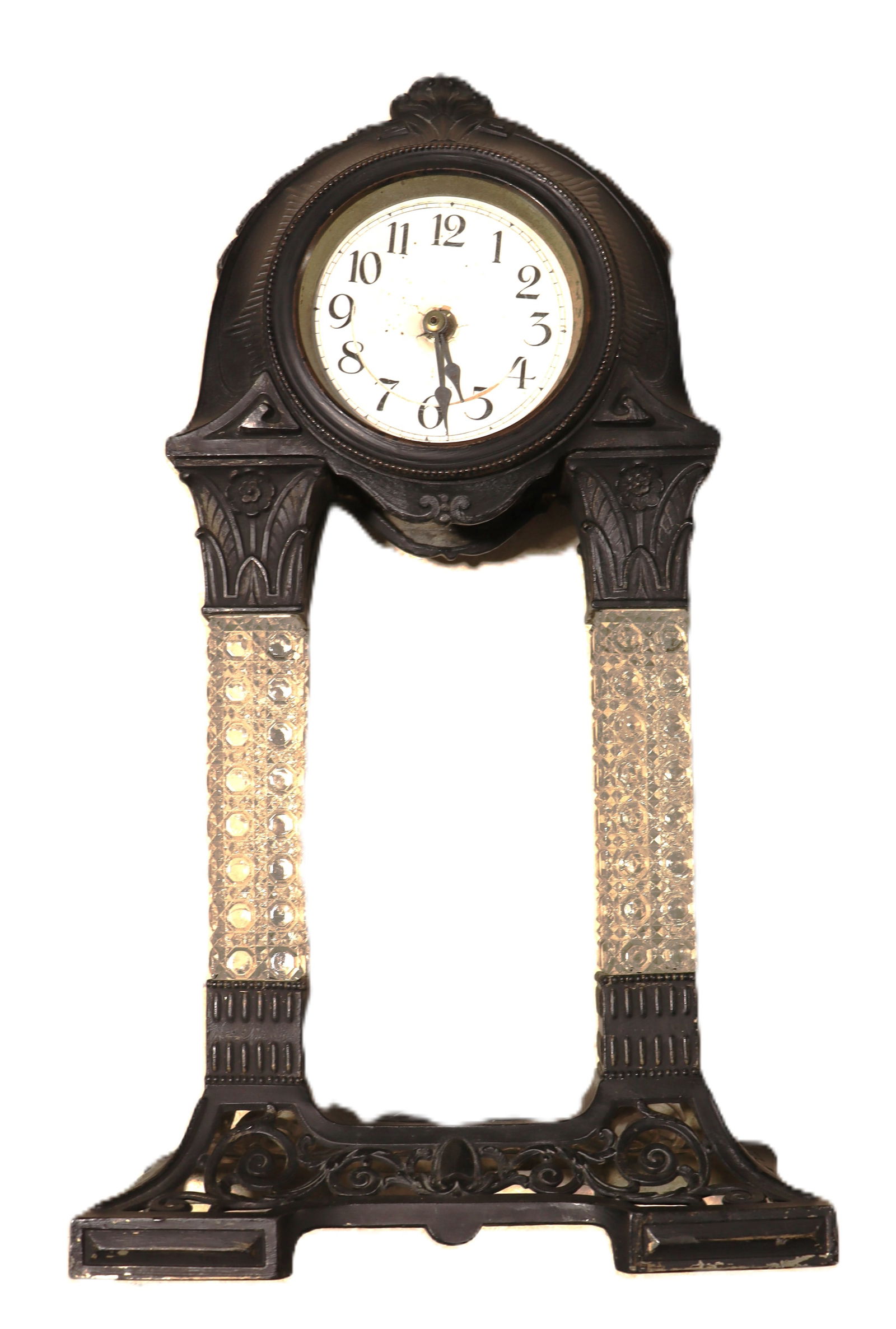 Art Nouveau portico mantel clock.