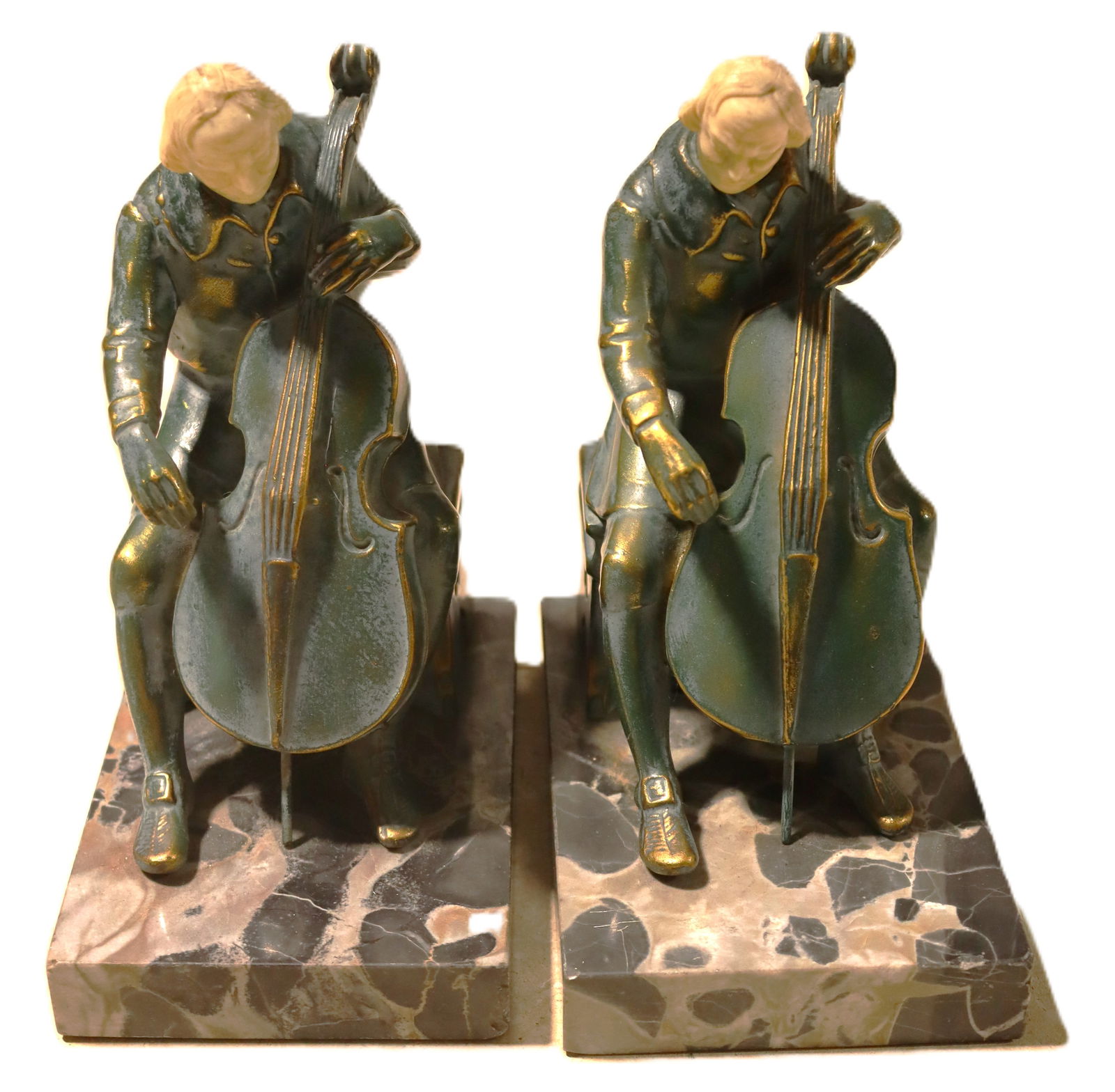 Pair of vintage J.B. Hirsch "The Cellist" bookends. (1 of 8)