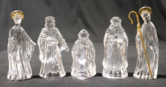 Set of Five Glass Nativity figurines.