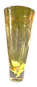 Vintage amber art glass vase in the Murano style