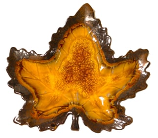 Fall Autumn Maple Leaf Amber Brown Trinket Dish by LYON