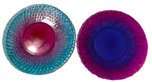 Two Large Vintage colored glass plates