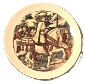 Vintage decorative plate featuring a print of the fresco "The Procession of the Magi"