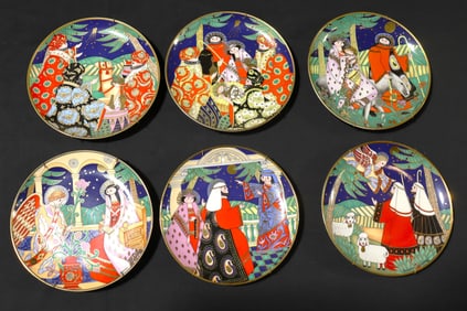 Set of six limited-edition House of Fabergé collector plates created in 1991 by the Franklin Mint