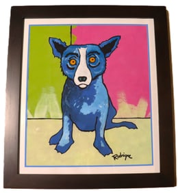 Framed Mixed Media on paper signed Rodrigue