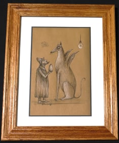 Framed Ink and Graphite on paper signed Leonora Carrington