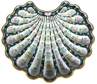HEREND 'BLACK DYNASTY' PORCELAIN SHELL DISH