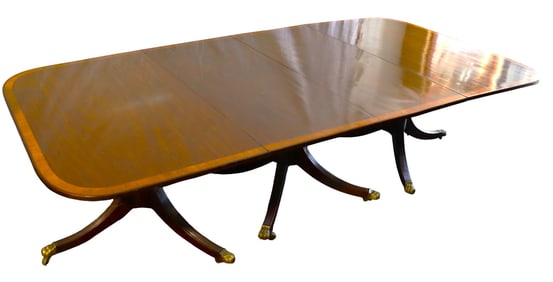 Three Pedestals English Dining Table