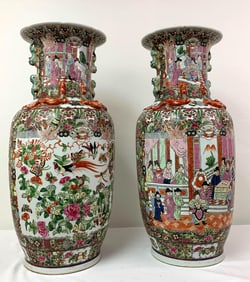 Large Pair of Famille Rose porcelain vases, China,