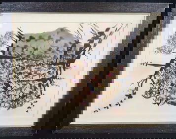 Framed Mixed Media on Cardboard signed ANGEL ACOSTA LEON with COA