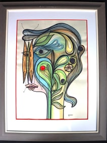 Framed Mixed Media on Paper signed MIJARES