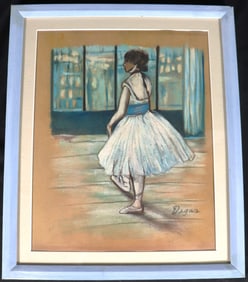 Framed pastel on paper signed DEGAS, Dancer