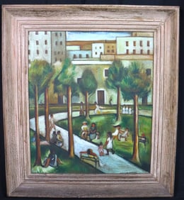 Framed Oil on wood signed Víctor Manuel with COA