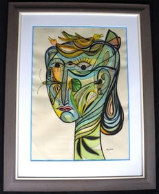 Framed Mixed Media on Paper signed MIJARES