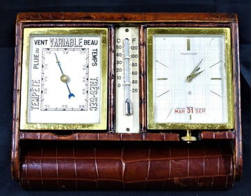 Jaeger Le Coultre travelling Alarm Clock barometer, thermometer.