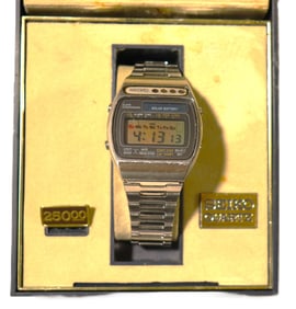 Vintage Seiko A156-5000 Solar battery Alarm Chronograph,with Box and working