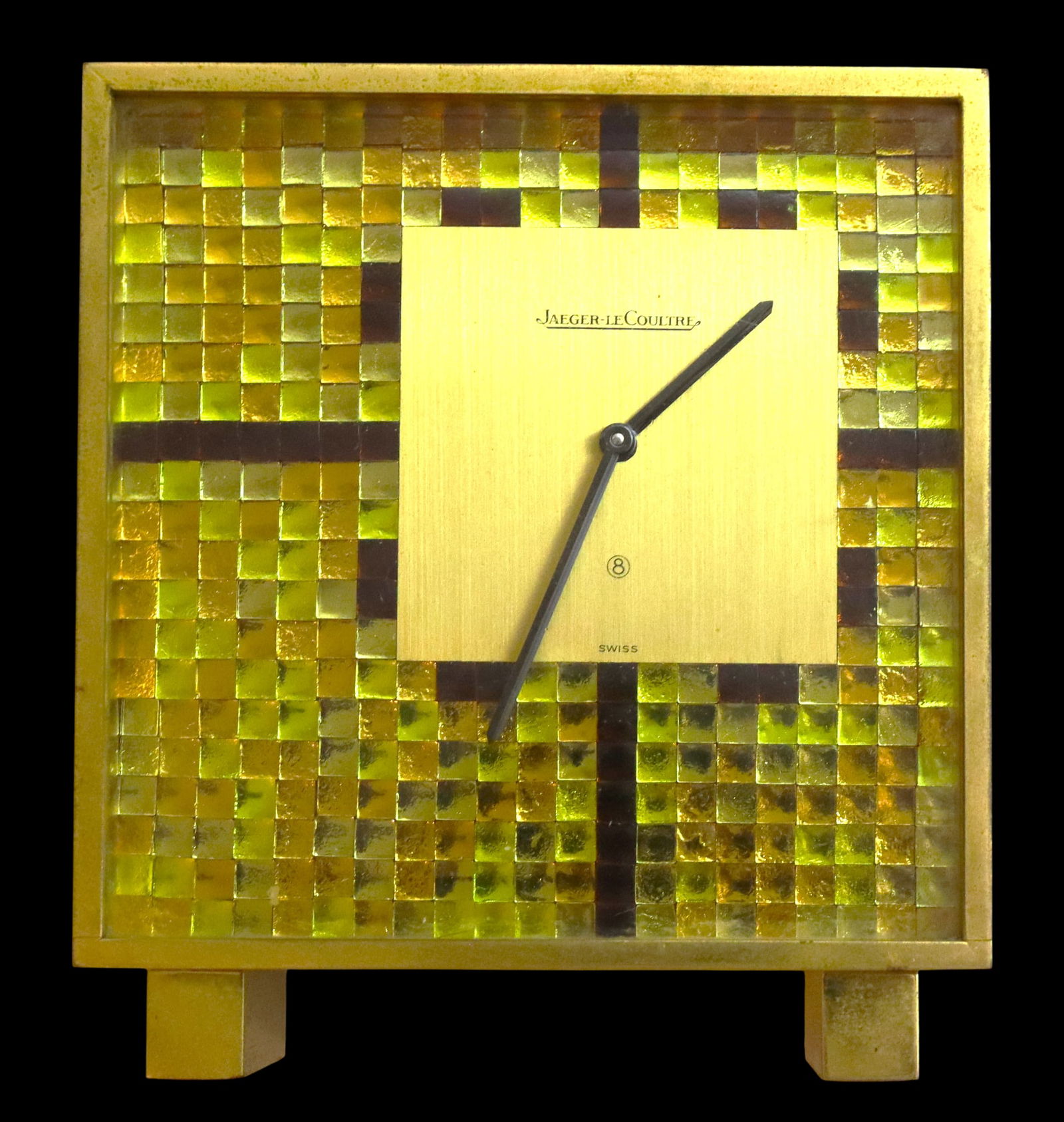 Vintage Jaeger-LeCoultre table clock 8-day manual-wind movement (1 of 8)