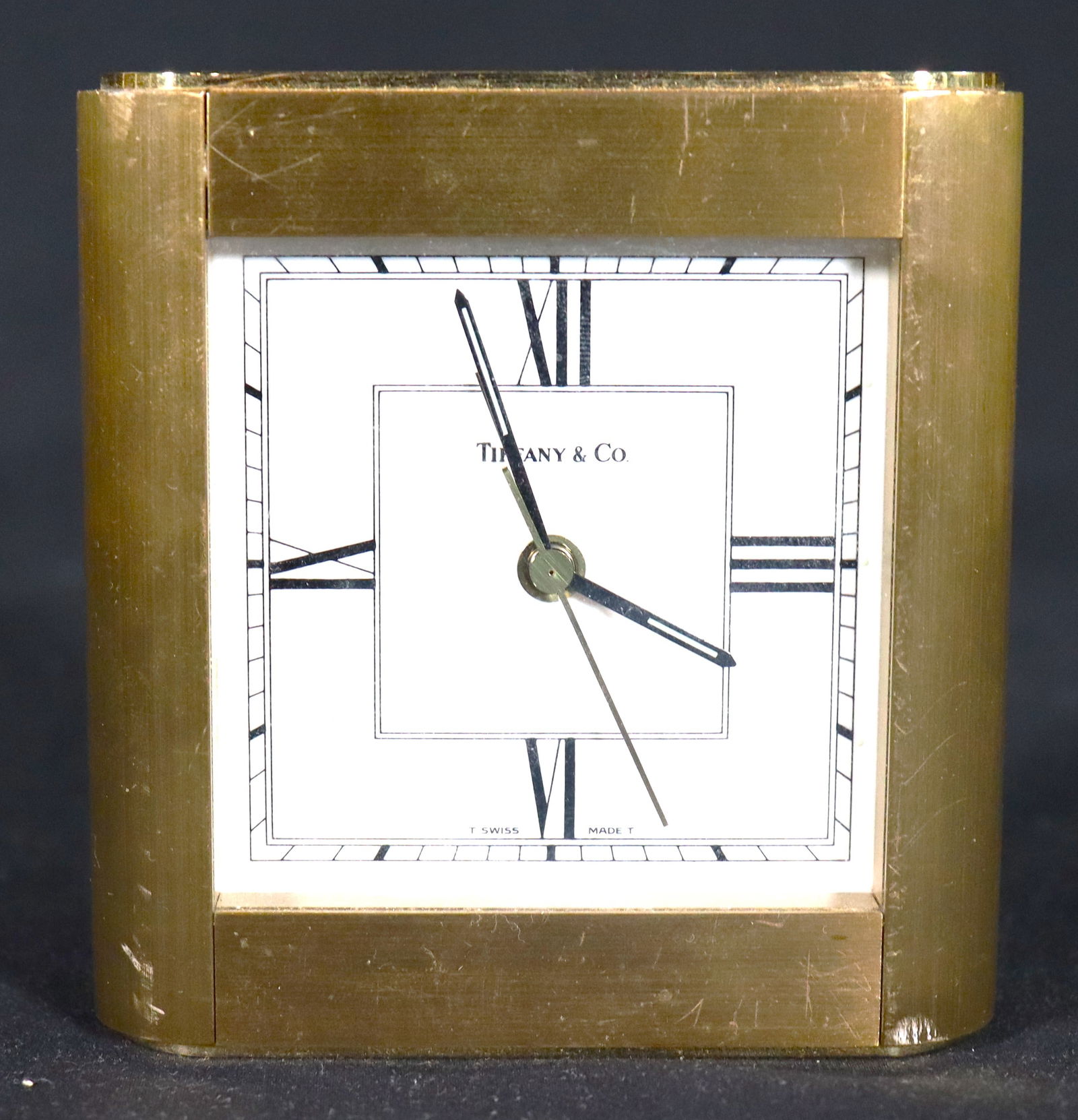 TIFFANY & CO HEAVY SQUARE BRASS DESK CLOCK QUARTZ (1 of 7)