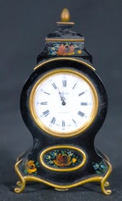 Vintage Reuge Swiss Clock and music box Lacquered Hand painted