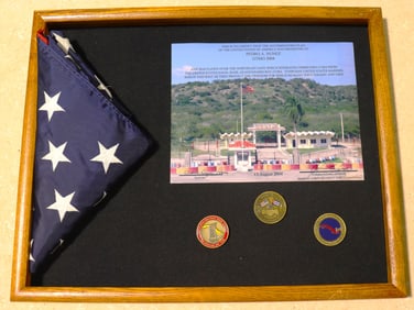 Framed commemorative item from the U.S. Naval Base at Guantanamo Bay, Cuba,
