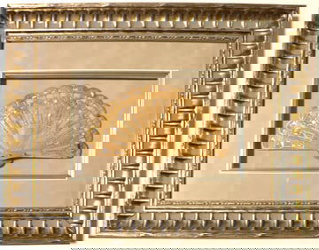 Framed vintage hand fan.