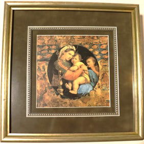 Framed print of the famous painting "Madonna della Seggiola"