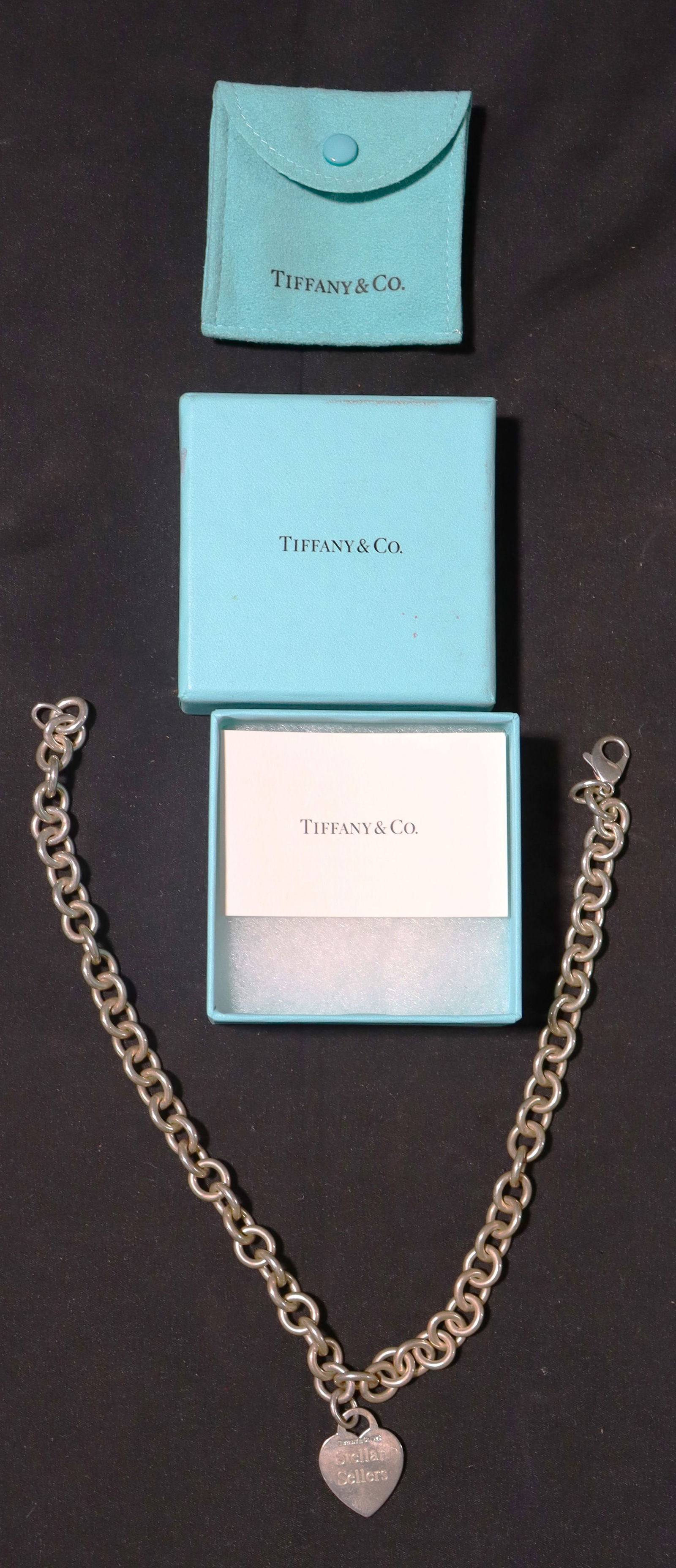 Tiffany & Co Sterling Silver 925 Link Choker Necklace with Lobster Claw Clasp and Blank Heart Charm (1 of 13)