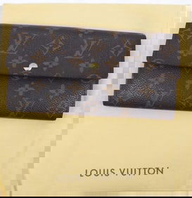 Louis Vuitton brown clutch monogram canvas and leather Sarah long zip wallet