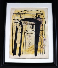 Framed Mixed media on paper signed Ben Shahn lower right