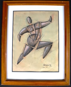 Framed Mixed Media on Paper signed Archipenko Lower right