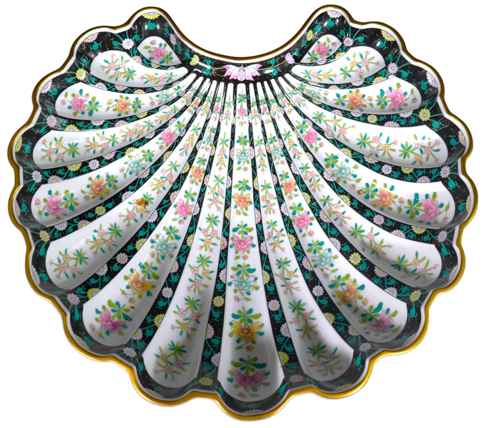 HEREND 'BLACK DYNASTY' PORCELAIN SHELL DISH (1 of 14)
