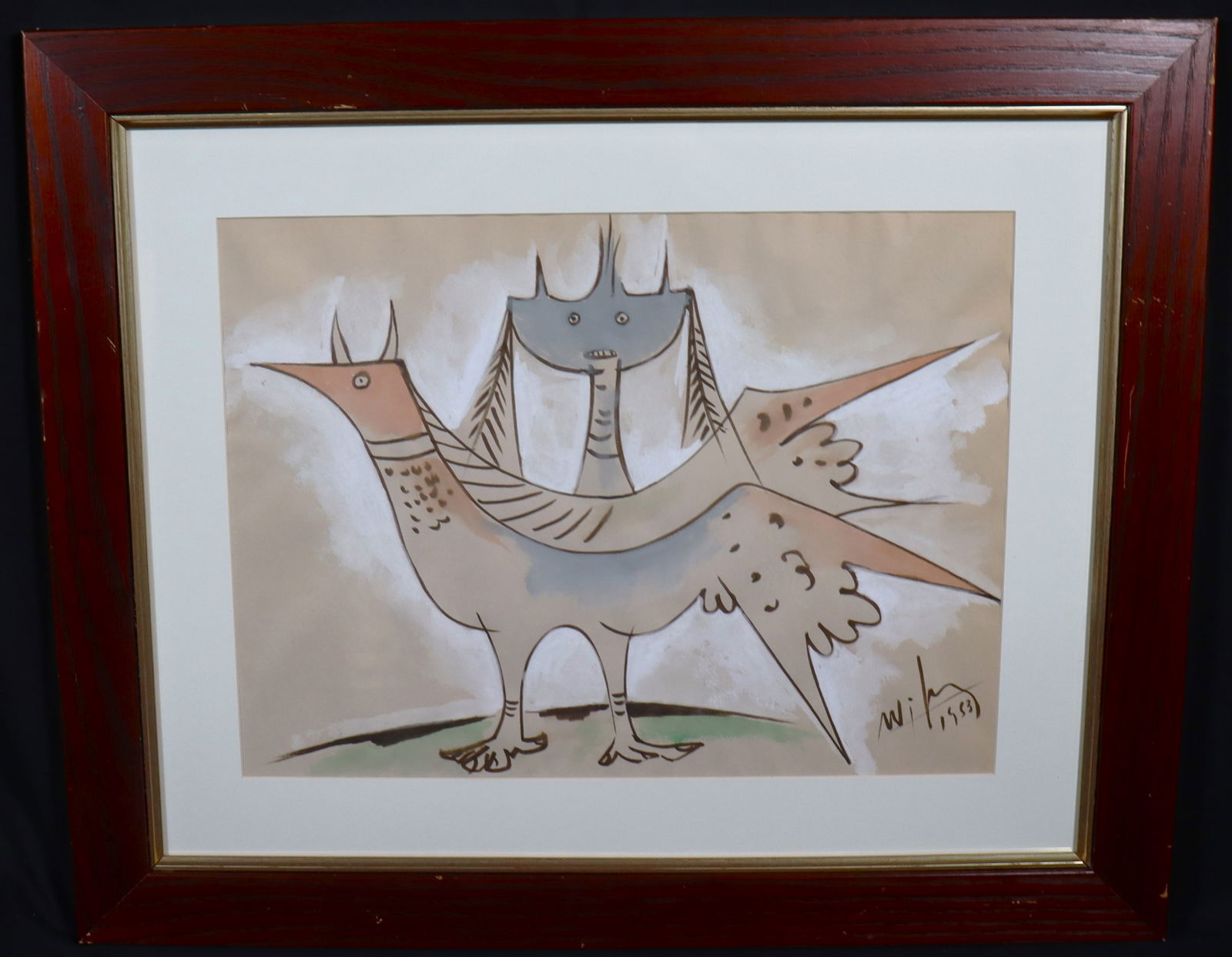 Framed Mixed Media on Paper signed LAM and dated 1953 (1 of 5)