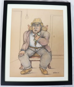 Framed Pastel and pencil on paper signed BOTERO and dated 1983
