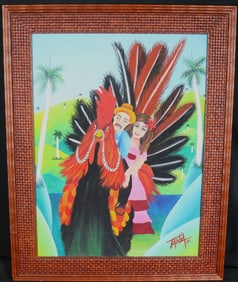 Framed Oil on Linen signed Tania Madruga Pichs and dated 2002 with COA